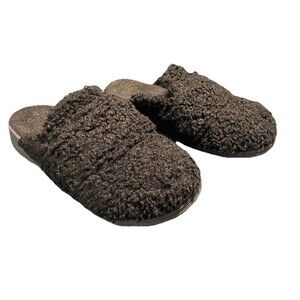 Vionic Gemma Faux Shearling Mule Slippers Women Size 7 Black Arch Support